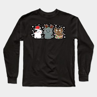 Funny Cats Christmas Men Kids Women Cat Ugly Christmas Long Sleeve T-Shirt